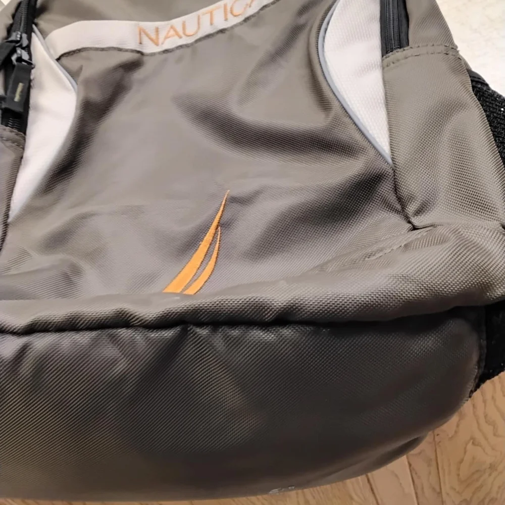 Nautica Men's Backpack in Gray with Orange Accents